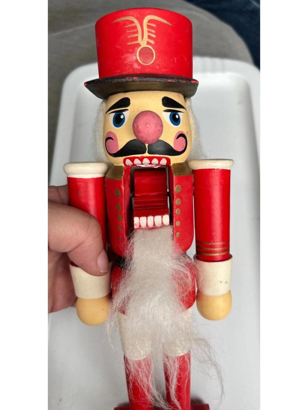 Vintage Wooden Nutcracker Soldier Figurine Red and White